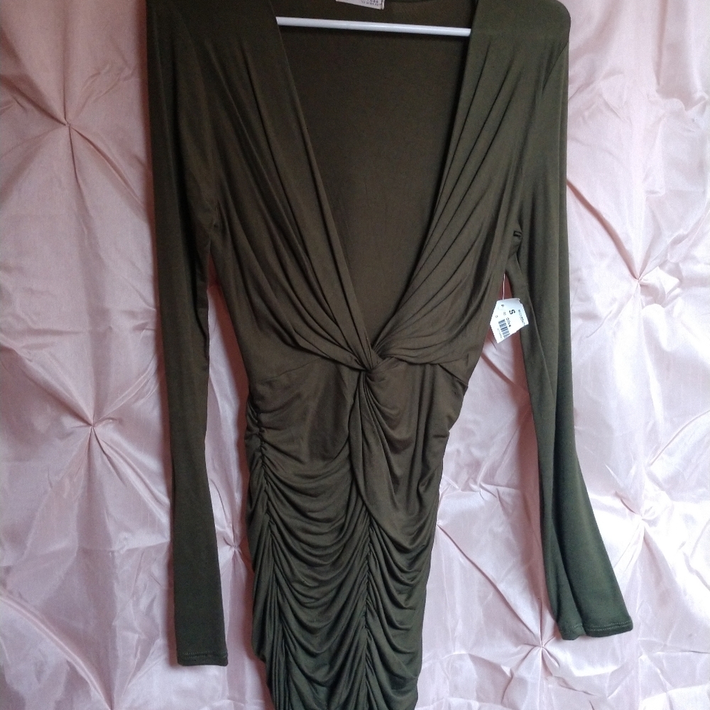 Long-sleeved puckered dresd